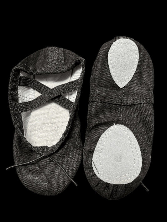Black Canvas Split Sole Slipper